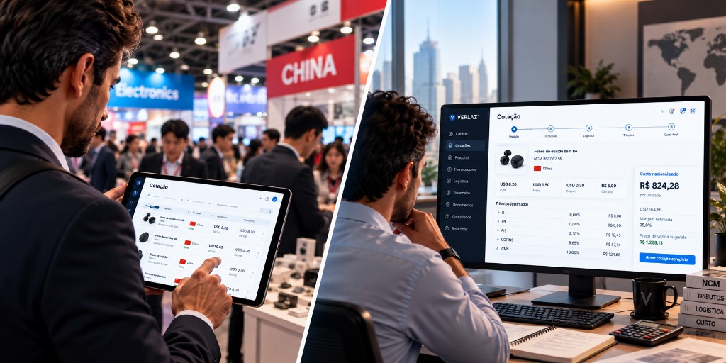 Rapid quotation at a trade show, on a tablet, and the landed cost on the office screen.